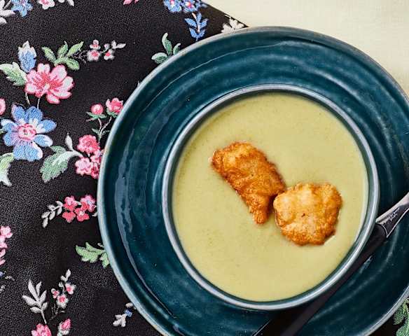 Vellutata di fagiolini con pollo croccante Vellutata di fagiolini con pollo croccante