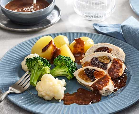 Gefüllte Hähnchenbrust mit Pflaumensauce