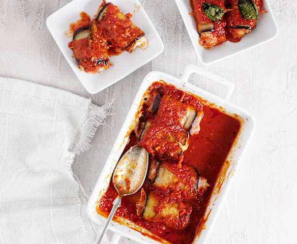 Rollitos de berenjena con jamón