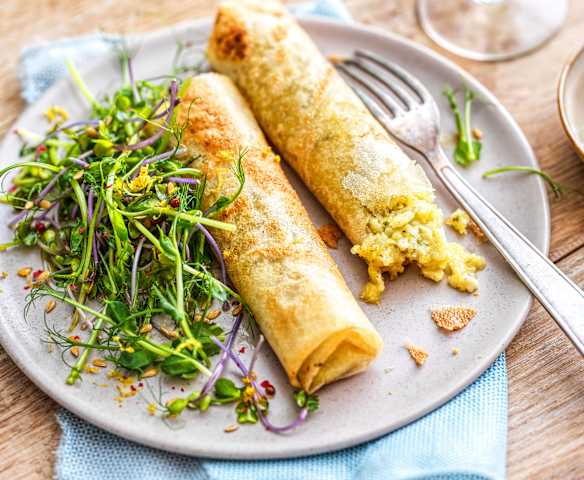 Bricks au chèvre, miel, menthe et citron