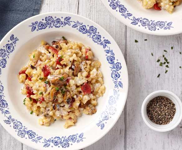 Blisotto aux moules et poivrons grillés