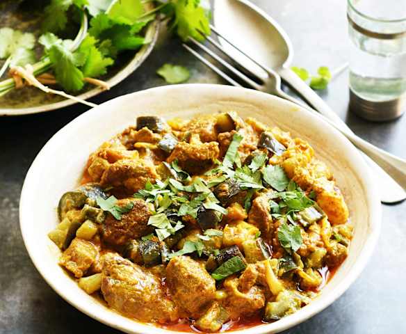 Curry d'agneau aux aubergines