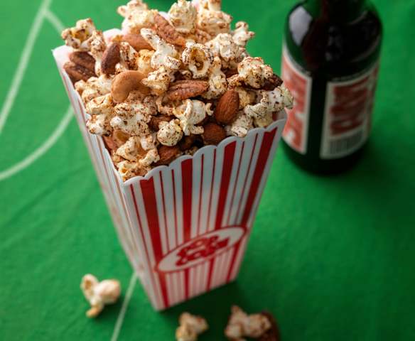 Spicy Nuts and Popcorn Mix