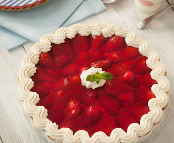 Tarta de requesón y fresas