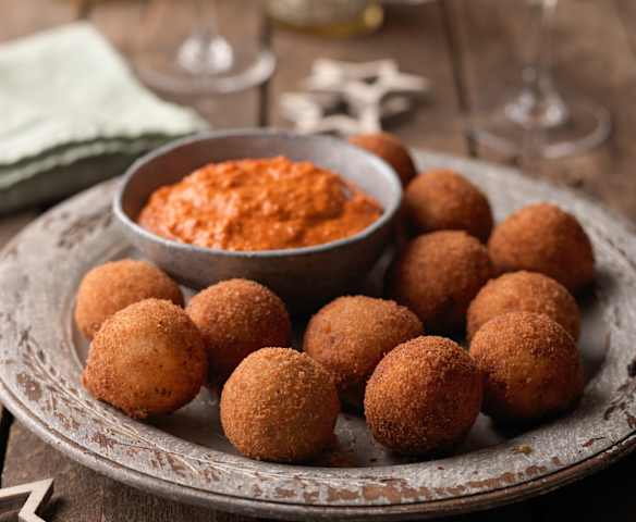 Crab Croquettes with Romesco Sauce