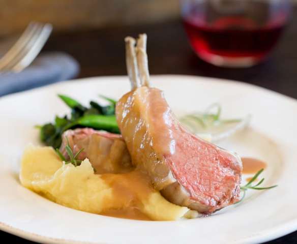 Lamb rack with port sauce and parsnip purée