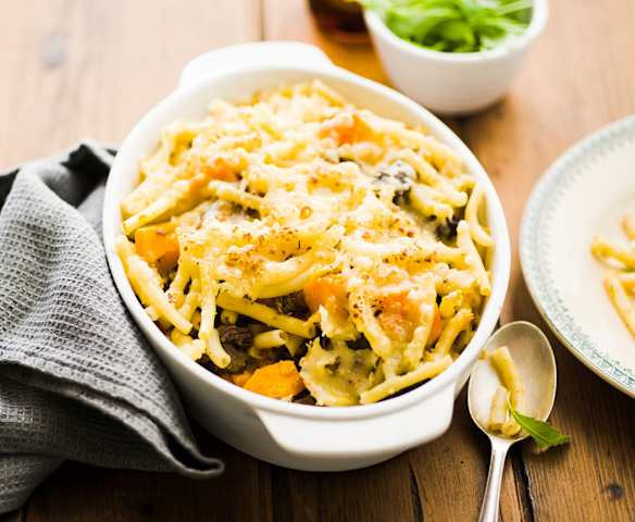 Gratin de macaroni au bœuf et à la courge