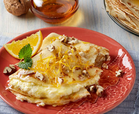 Marinované palačinky s mangovým tvarohem