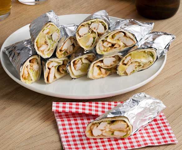 Wraps de frango com ananás