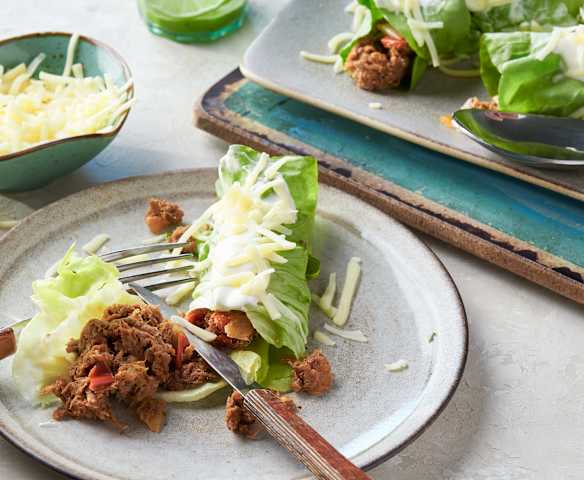 Enchiladas de carne en hoja de lechuga