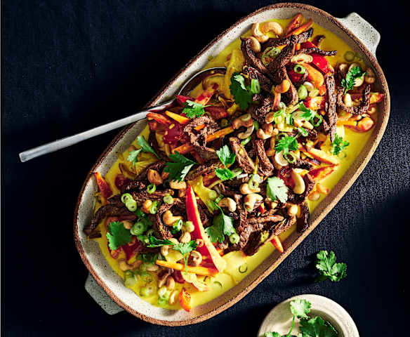 Beef and cashew nut yellow curry