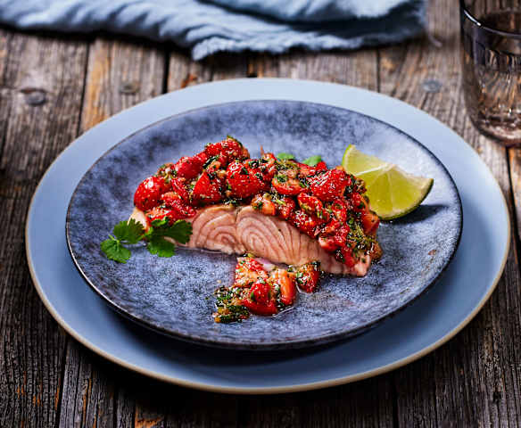 Lachs mit Erdbeertopping Lachs mit Erdbeertopping