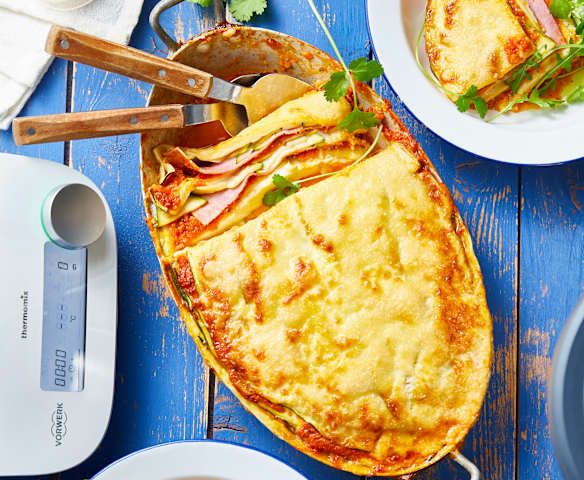 Lasagne z cukinii i szynki (bez glutenu)
