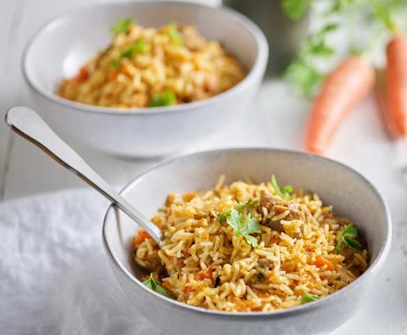 Riso pilaf con maiale Riso pilaf con maiale