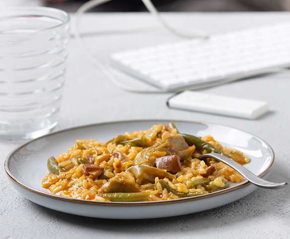 Risotto con calamares en salsa americana para dos