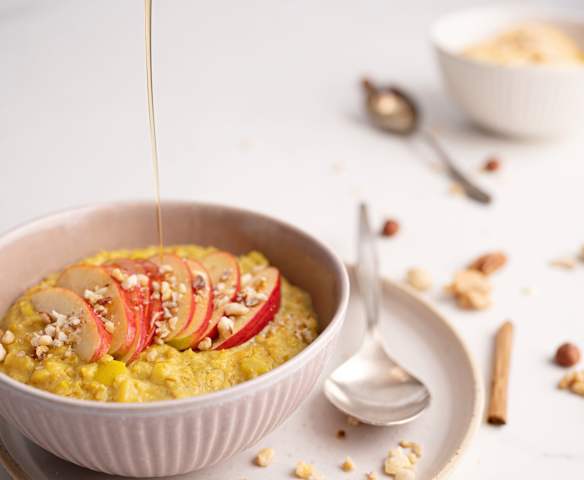 Papas de aveia e maçã