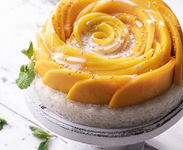 Bolo de arroz com manga vegan