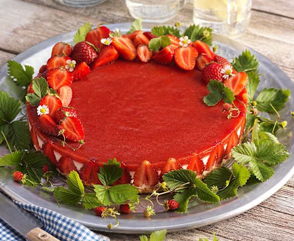No Bake Topfen-Frischkäsetorte mit Erdbeeren No Bake Topfen-Frischkäsetorte mit Erdbeeren