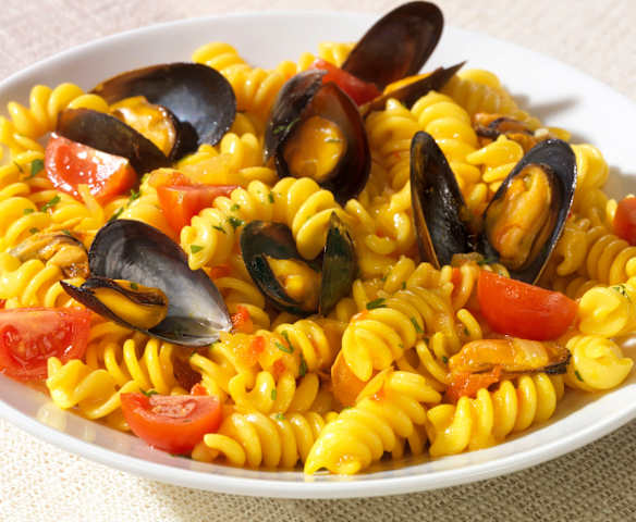 Fusilli mit pikanten Miesmuscheln