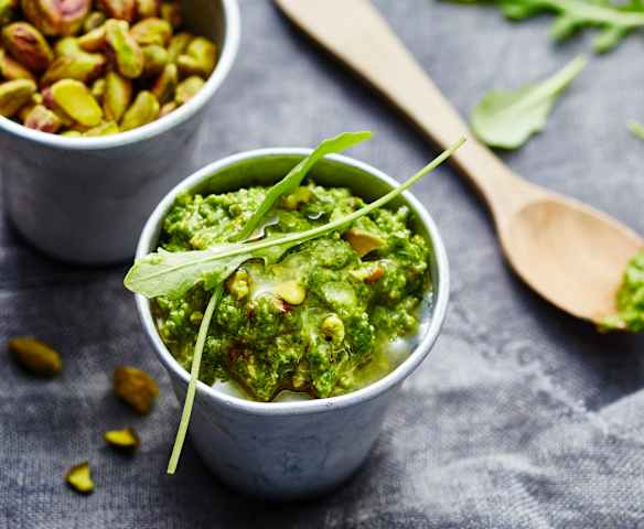 Pesto de roquette, pistache et safran