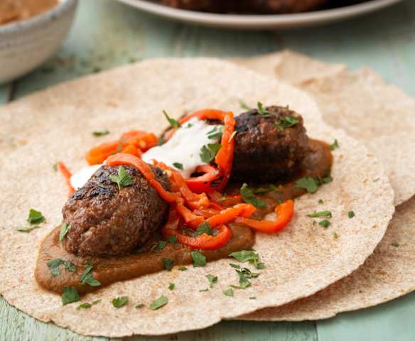 Cevapcici with Ajvar (Balkan sausage with Aubergine and Pepper Dip)
