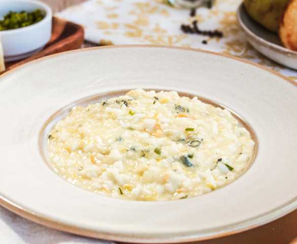 Risoto de pera com gorgonzola