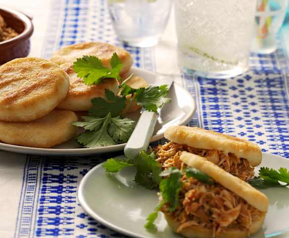 Venezuelan Shredded Chicken with Arepas