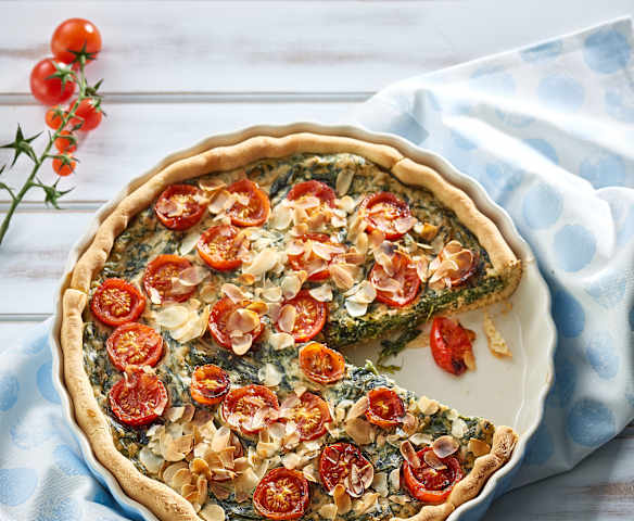 Quiche aux épinards et tomates
