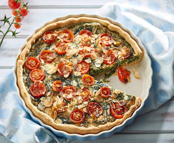 Quiche de espinacas y tomates cherry