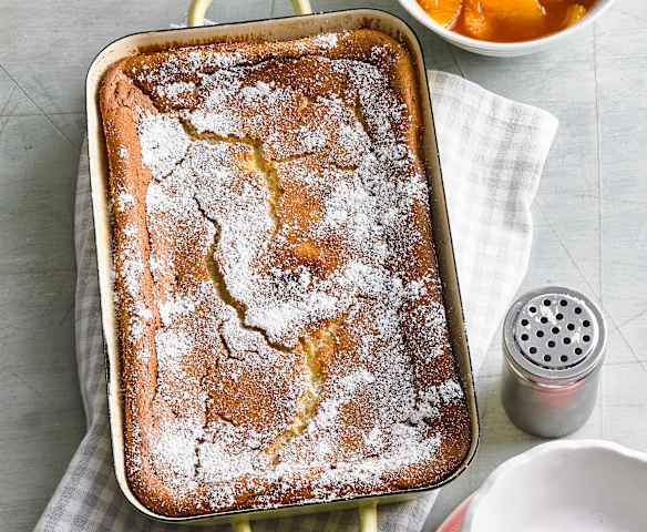 Mandel-Grieß-Auflauf mit Orangensauce