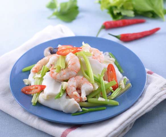 Prawns and Cuttlefish with Celery