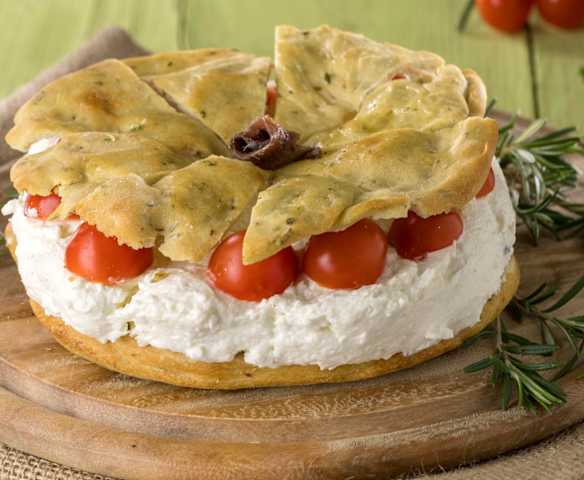 Cheesecake di focaccia alla stracciatella