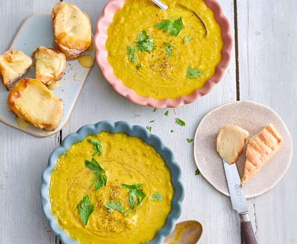 Soupe de légumes et tartines de maroilles Soupe de légumes et tartines de maroilles
