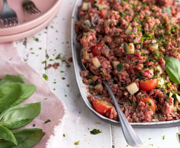 Pink Barley Tabbouleh with Pistachios
