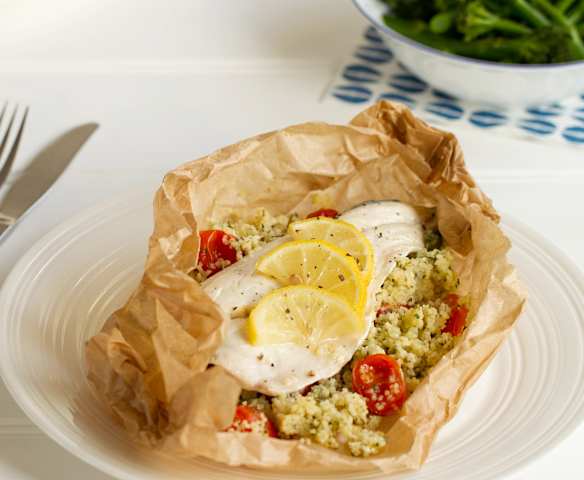 Sea Bass with Lemon & Herb Couscous