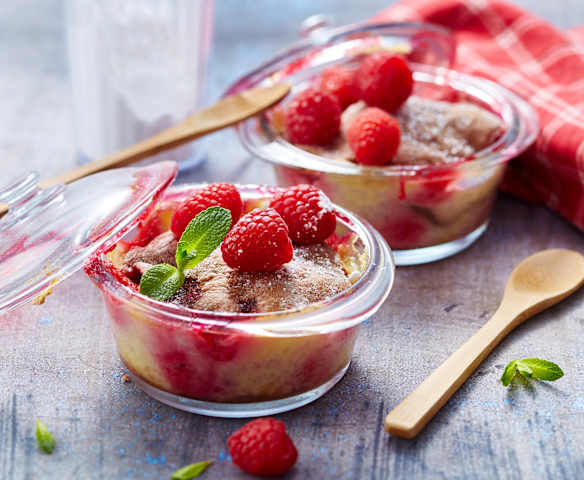 Lasagne chocolat, crème vanille et framboises