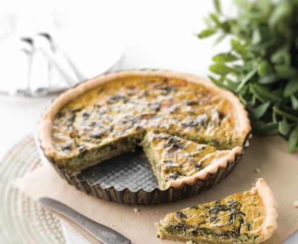 Quiche de cogumelos e espinafres