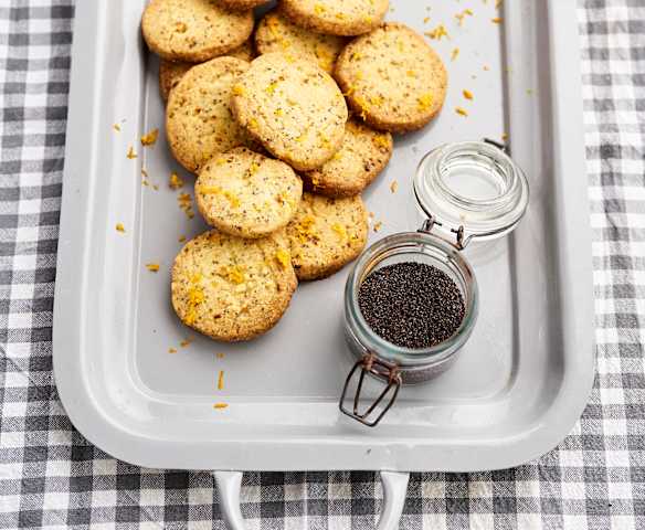 Bolachinhas de laranja com sementes de papoila
