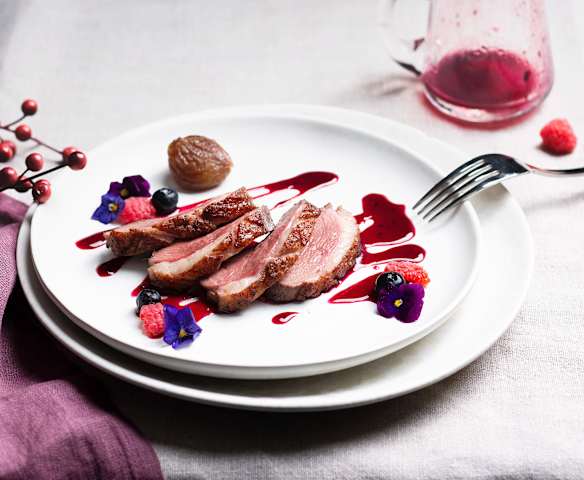 Magret de pato con castañas