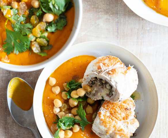 Menu à petit prix - Ballotines de dinde, purée patates douces-carottes