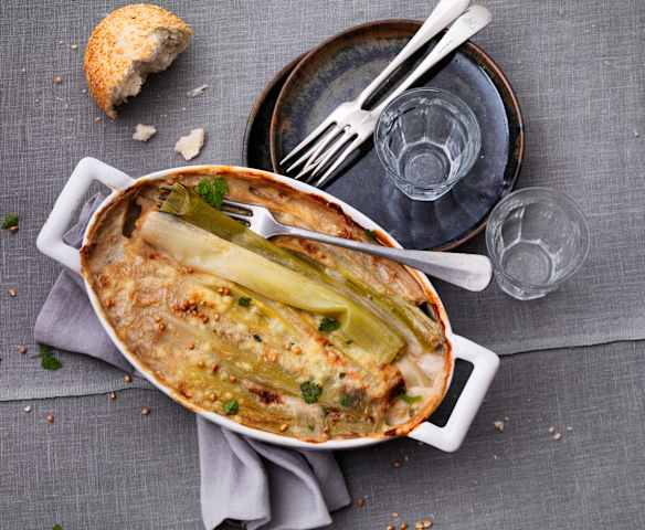 Poireaux gratinés à la béchamel