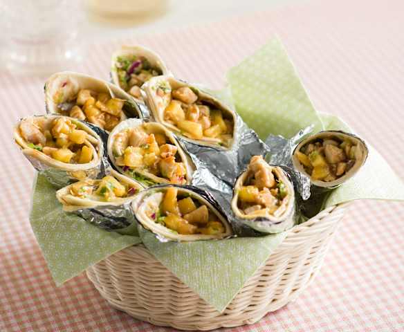 Wraps de pollo con piña Wraps de pollo con piña