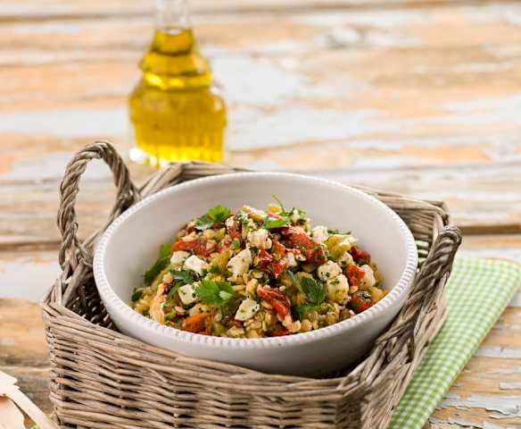 Salada de lentilhas e pimentos assados