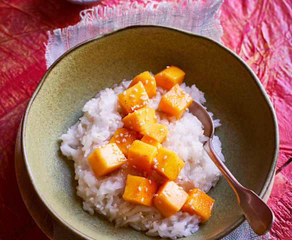 Kokosmilchreis mit Mango-Topping