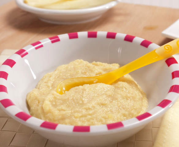 Spargel-Kartoffel-Brei mit Schinken