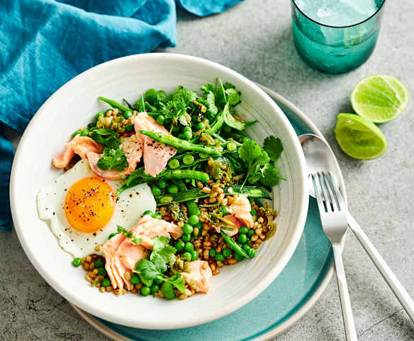 Salmon freekeh "nasi goreng" (Diabetes)