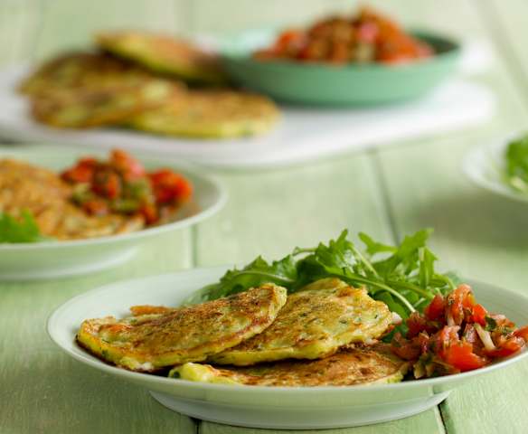 Mediterranean Courgette Fritters and Salsa