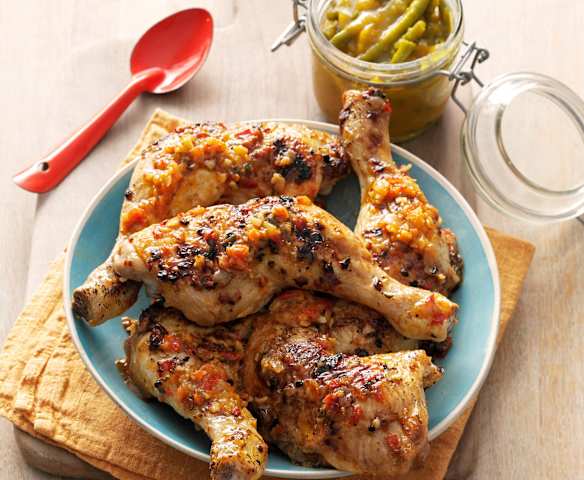 Piri Piri Chicken with Pickled Curry Beans