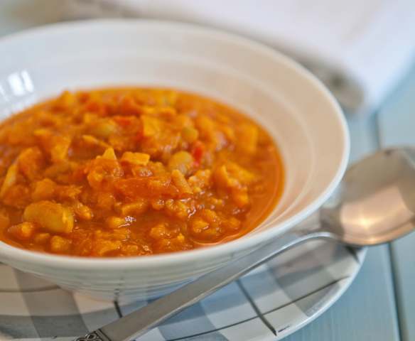 Sweet Potato, Red Pepper and Cannellini Bean Soup