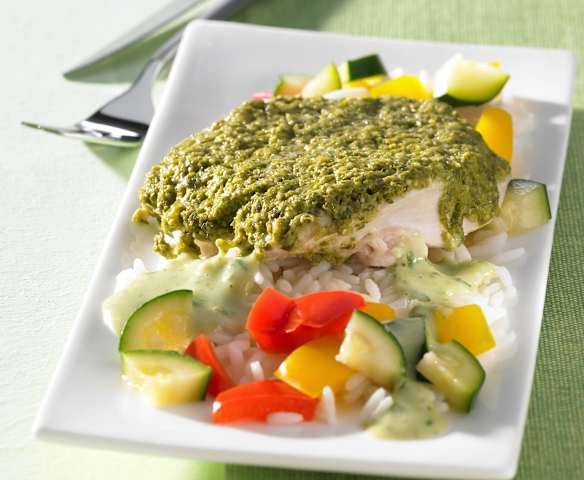 Putenbrust mit Rucolapesto